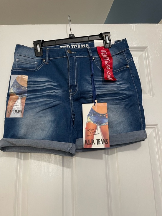 VIP Pants - VIP Women's Dark Blue Denim Rolled-Hem Shorts